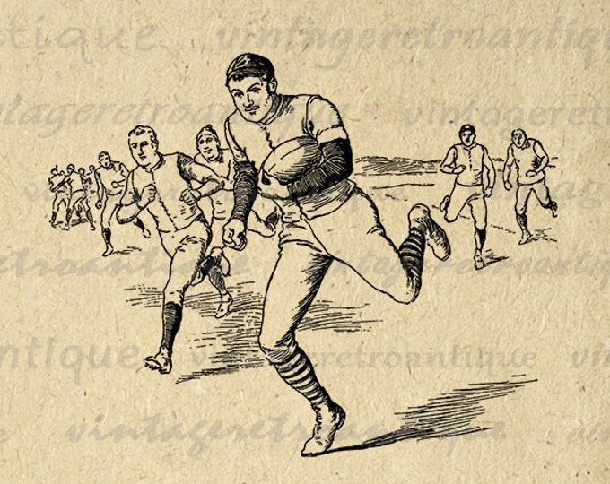 Digital Old Fashioned Football Players Graphic Download Printable Image Antique Clip Art Jpg Png Eps HQ 300dpi No.2986