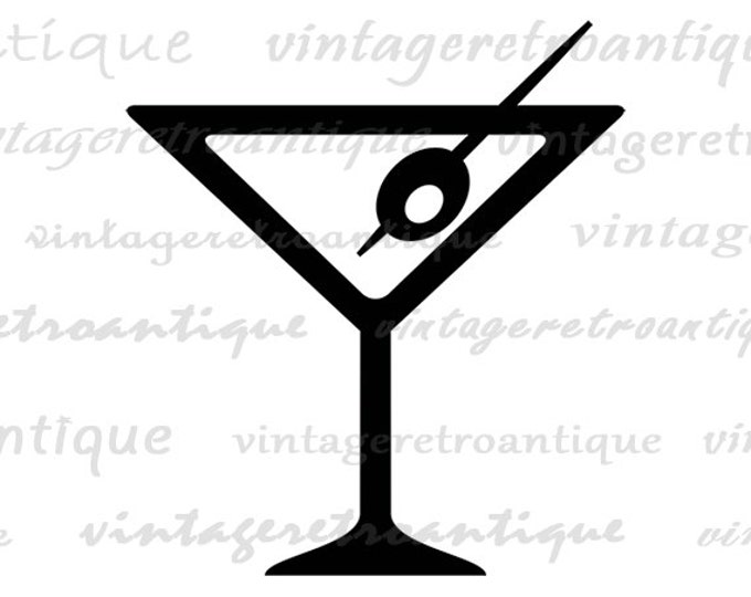 Printable Image Martini Graphic Digital Download Artwork Vintage Clip Art Jpg Png Eps HQ 300dpi No.3991