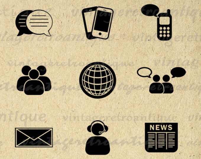 Printable Image Business Communications Collage Sheet Digital Graphic Download Vintage Clip Art Jpg Png Eps HQ 300dpi No.4019