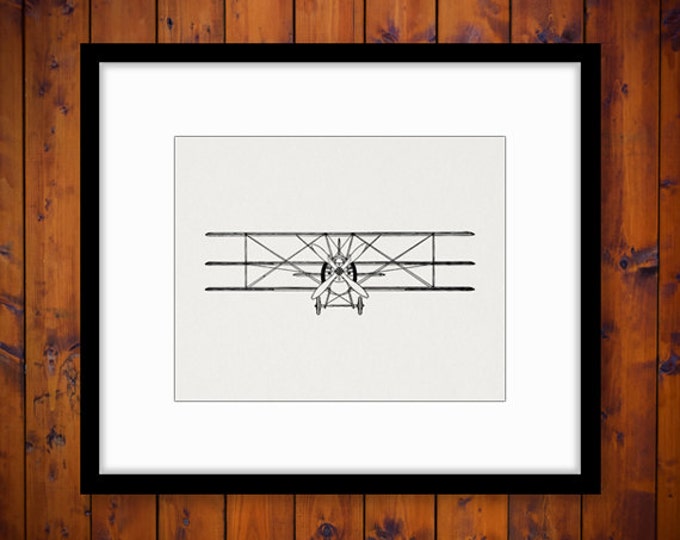 Printable Antique Triplane Airplane Image Download Illustration Digital Graphic Vintage Clip Art Jpg Png Eps HQ 300dpi No.1683