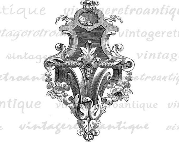 Digital Printable Elegant Floral Design Element Graphic Ornament Image Emblem Download Vintage Clip Art Jpg Png Eps HQ 300dpi No.616