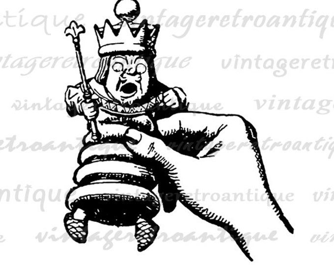 Alice in Wonderland Alice Holding King Digital Image Download Graphic Printable Artwork Vintage Clip Art Jpg Png Eps HQ 300dpi No.1838