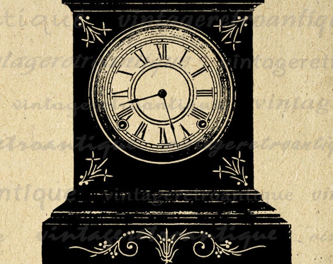 Antique Clock Digital Image Download Printable Graphic Vintage Clip Art Jpg Png Eps HQ No.2894