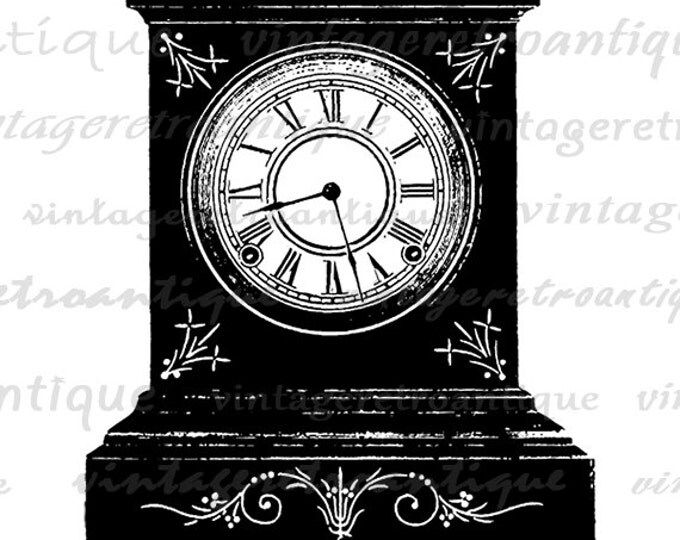 Antique Clock Digital Image Download Printable Graphic Vintage Clip Art Jpg Png Eps HQ No.2894