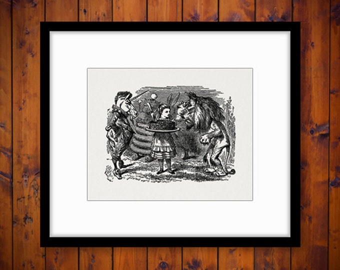 Lion and Unicorn Alice in Wonderland Digital Image Download Printable Graphic Vintage Clip Art Jpg Png Eps HQ No.1198