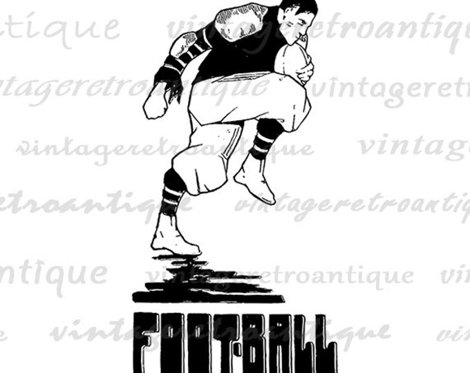 Antique Football Digital Graphic Printable Download Sports Image Vintage Clip Art Jpg Png Eps HQ 300dpi No.4066