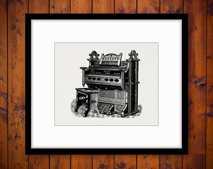 Antique Organ Digital Image Download Printable Graphic Vintage Clip Art Jpg Png Eps 18x18 HQ No.1216