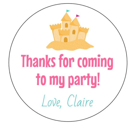 12 Sand Castle Stickers, Summer Birthday, Pool Party, First Birthday, Thanks for Coming, Goodie Bag Stickers, Beach Labels, Summer Favors Il_570xn