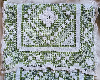 Sweet Upcycled Filet lace table runner lace messenger bag purse bohemian hippie mori boho festival hobo velvet crossbody