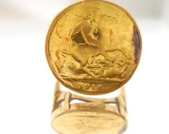 Mens gold coin ring | Etsy