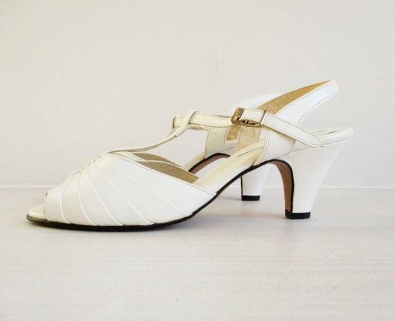 Wedding Heels White Bumps Open Toe High Heel Shoes Vintage