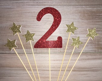 Age Number Cake Topper Set. Glitter Age Number Cake Topper. Gold Cake Topper.