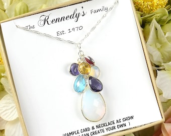 Mothers birthstone necklace,Mothers family tree necklace,Personalized Necklace mothers daughter gift for grandma gifts for mom necklace