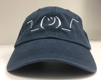 Shrug Emoji Dad Hat - Navy Blue Adjustable Dad Style Hat