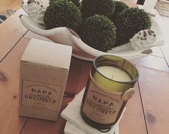 Candles made out of recycled wine bottles