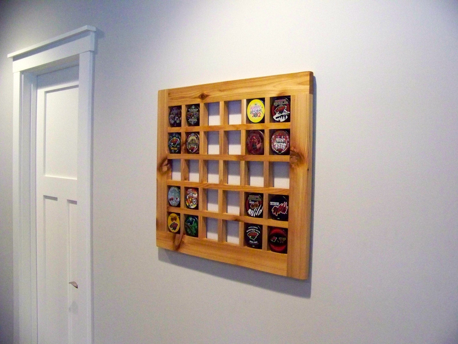 Hand Crafted Hockey Puck Display case Puck by HockeyPuckHolders