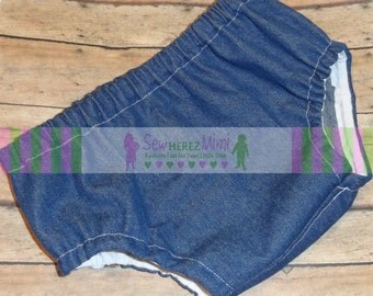 DENIM Diaper Cover in Sizes Newborn, 0-3 mos, 3-6 mos, 12 mos, 18 mos, 24 mos