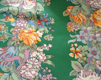 Vintage floral cotton fabric,36" x84" approx size, roses, tulips