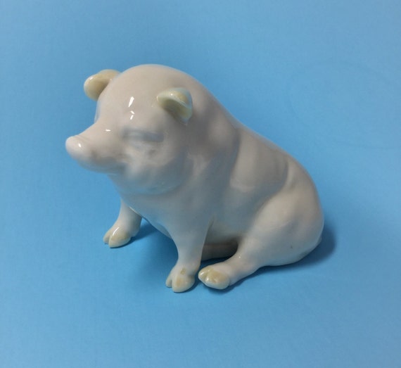 BELLEEK Large Pig Figurine Vintage Irish Porcelain 6th Mark