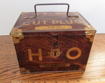 Antique H-O Cut Plug Tobacco Lunch Pail Tin