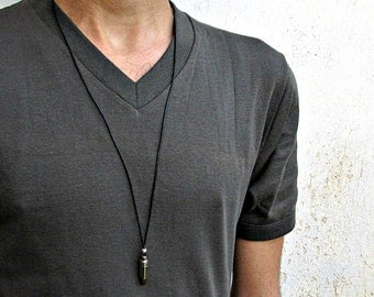Men's Bullet Necklace, Pendant, Men's Silver Bronze Necklace Pendant, Mens Jewelry Mens Gift