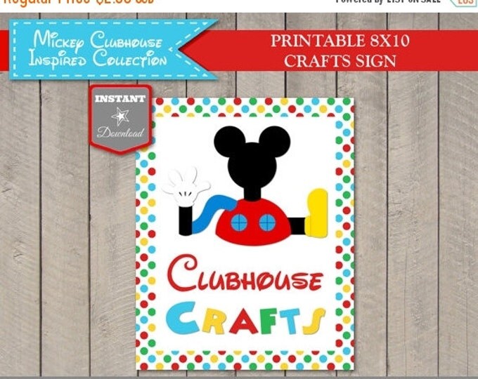 SALE INSTANT DOWNLOAD Mouse Clubhouse 8x10 Crafts Sign /Printable Diy / Clubhouse Collection / Item #1656
