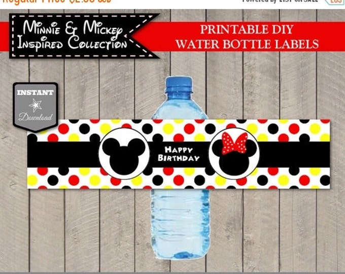 SALE INSTANT DOWNLOAD Girl and Boy Mouse Printable Happy Birthday Water Bottle Labels / Boy & Girl Mouse Collection / Item #2131