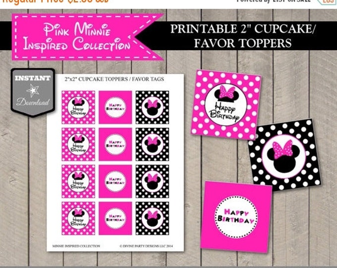 SALE INSTANT DOWNLOAD Hot Pink Mouse Printable 2" Birthday Party Cupcake Toppers / Favor Tags / Hot Pink Mouse Collection / Item #1732