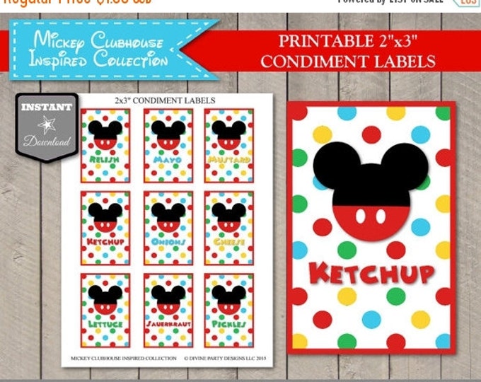 SALE INSTANT DOWNLOAD Mouse Clubhouse 2"x3" Printable Party Condiment Labels / Hot Diggity Dog Bar / Clubhouse Collection / Item #1630