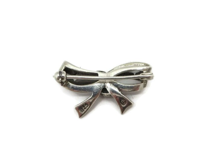 Marcasite Bow Brooch, Vintage Sterling Silver Bow Pin