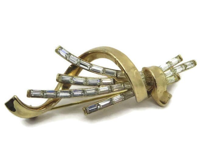 Vintage Brooch - Baguette Rhinestone Vintage Estate Pin, Gift Idea