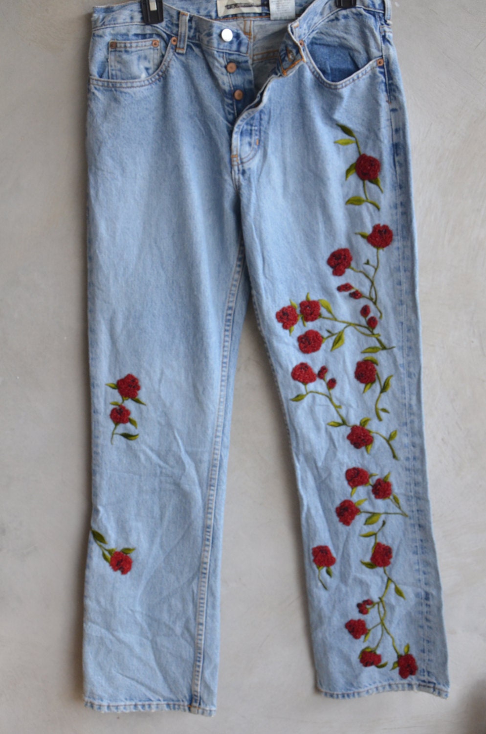 GAP 90s Rose Beaded and Embroidered Jeans Floral Jeans Denim