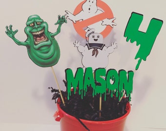 5 ghostbuster centerpiece sticks with personalized name and age