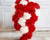Paper Flower wedding bouquet roses bright red white ivory waterfall teardrop showstopper elegant hollywood princess winter theme bridal
