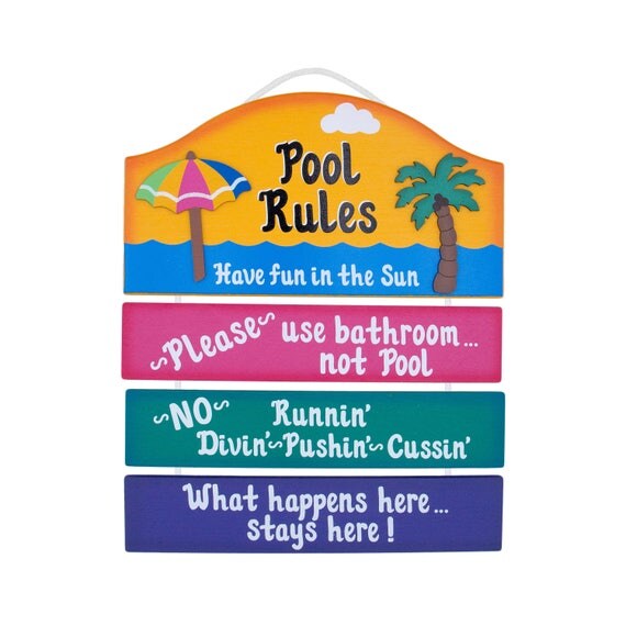 Fun Outdoor Pool Sign Pool Rules