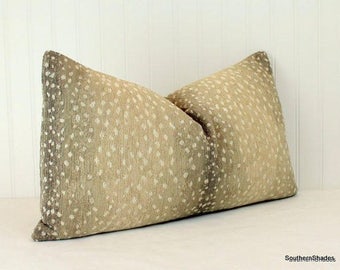 One or Both Sides - Antelope Stone Velvet Chenille Pillow Cover with Knife Edge