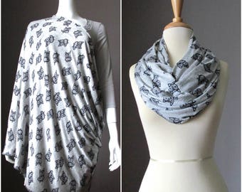 Nursing scarf, breastfeeding cover, cover for breast feeding, nursing cover up, nursing infinity scarf, nursing cover , Grey scarf