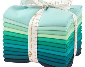 Kaufman Fat Quarter Bundle Kona 12 Piece Cotton Lush Lagoon Fabric~Fast Shipping FQ262