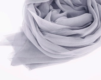 Pastel Gray Silk Scarf, Whisper Light Gray Scarf, Cool Gray Gauze Wrap, Minimalist Gray Shawl Wrap, Spring Summer, Lightweight Shawl