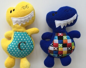 Soft, stuffed dinosaur, newborn gift, soft toy, baby toy Dino Free Name or Initials