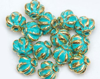20 - Patina Green and Gold Spacers 8mm