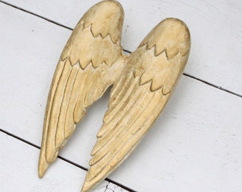Angel Wings Wall Decor - Shabby Cottage Chic Ivory Gold Angel Wings - Metal Wings - Angel Nursery Decor - Painted Wings Wall Hanging