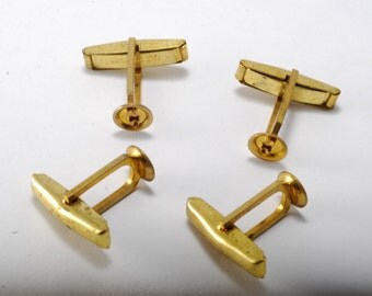 Vintage Solid Brass Replacement Cufflink Backs Lot of 4 Signed Pat.2920363 USA