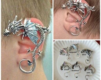 DRAGON EAR CUFF for Non-Pierced Left or Right Ear inspired by Game of Thrones, Supernatural Ear Cuff, Fairy Ear Cuff,Custom Dragon Cuff Gift