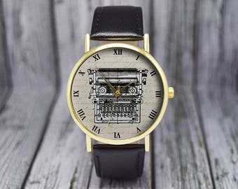 Typewriter | Vintage Style Watch | Leather Watch | Ladies Watch | Men's Watch | Wedding | Birthday | Gift Ideas | Fashion Accessories