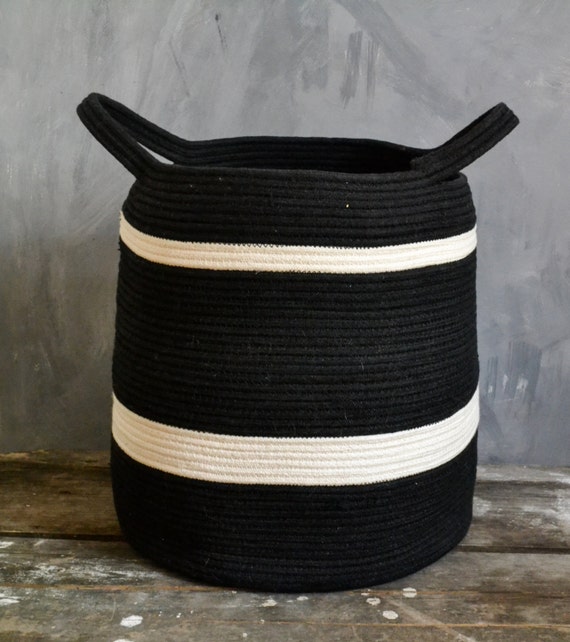 Large cotton rope basket Striped storage basket Storage