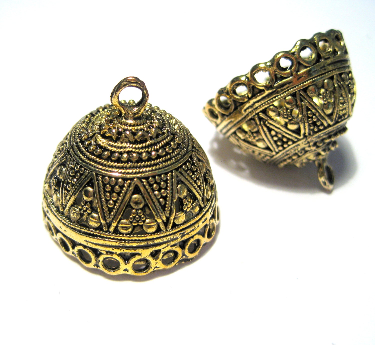 Antique Gold Extra Large Tassel Caps Cone Bead Caps