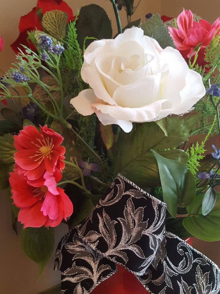 Red Rose Flower Arrangement Faux Flowers Valentine's