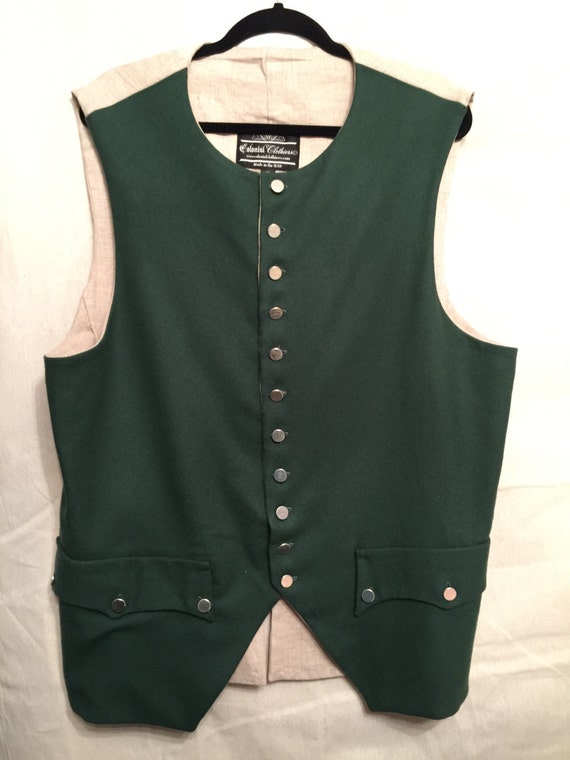 X-LARGE Men's 18th century Waistcoat Green Wool