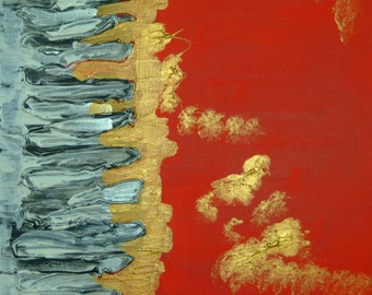 Acrylic painting "red and gold"